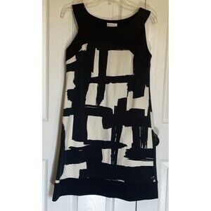 Donna Morgan petite size 10 dress sleeveless, black, white geometric